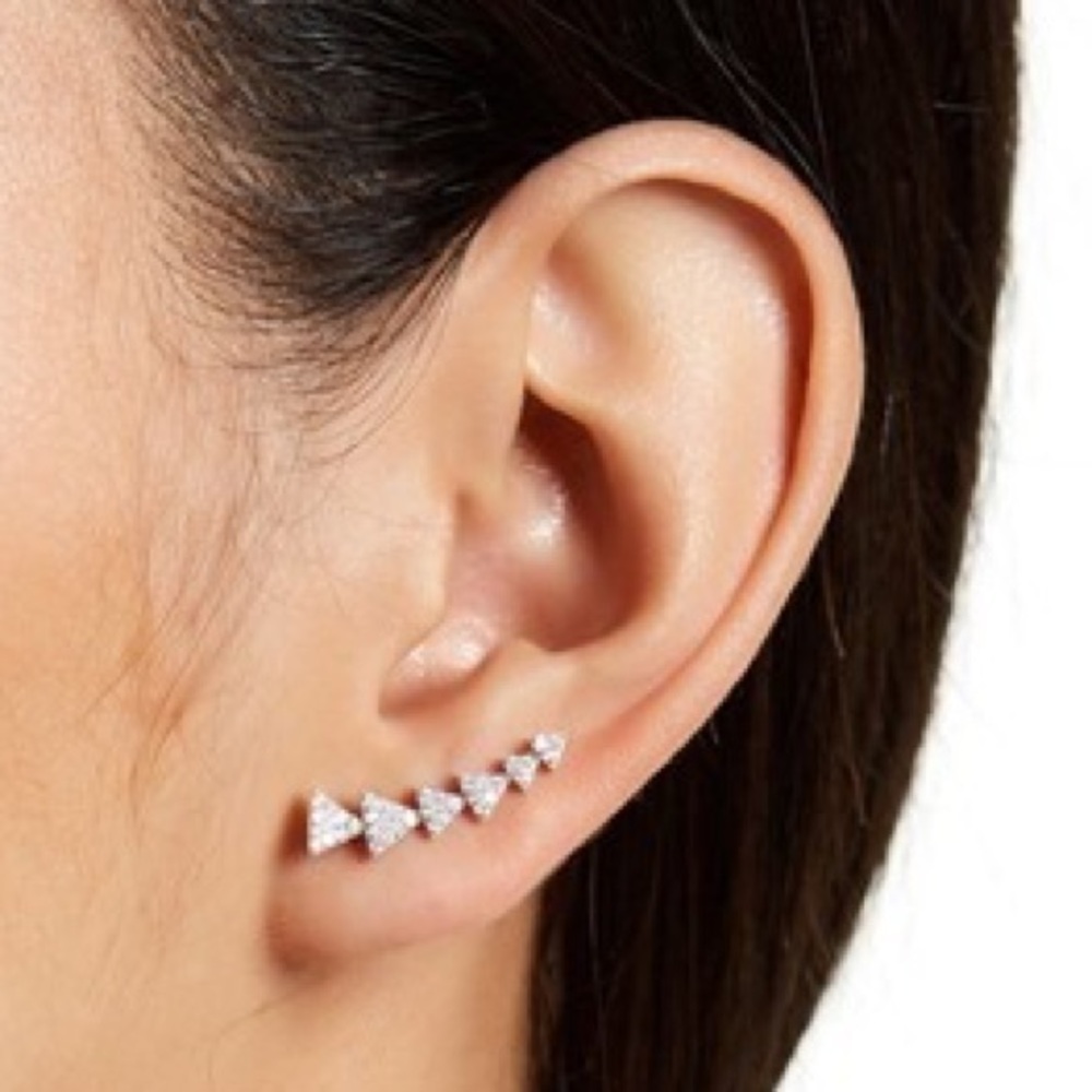 ADORNIA Sterling Silver Accented Arrow Ear Climber